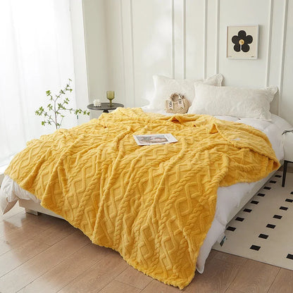 Sage Green Winter Double-Sided Lamb Wool Blanket – Thickened Flannel Throw for Sofa & Bed Cover