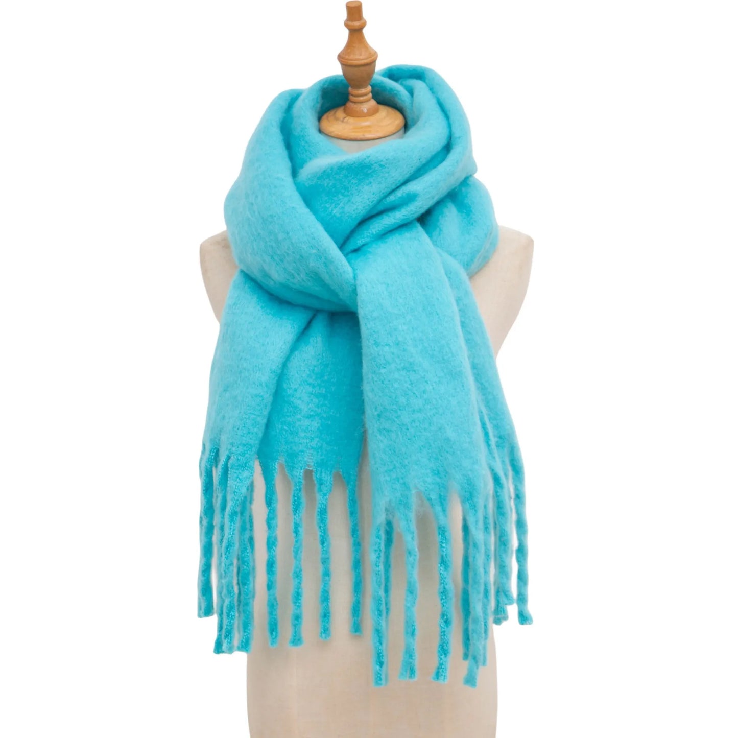 Luxury Women’s Winter Scarf – Cashmere Pashmina Shawl Wrap, Thick Soft Solid Tassel Scarf Long Stole