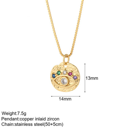 Heart Evil Blue Eye Sun Necklace – Cute Dog, Bee & Elephant Gold Pendant with Long Stainless Steel Chain for Women