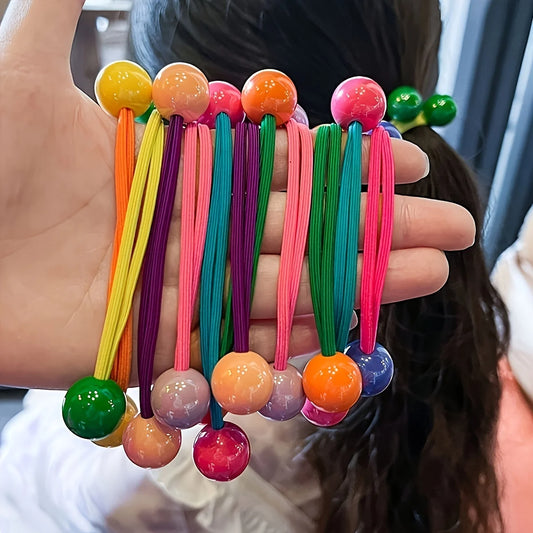 7-Piece Colorful Hair Ties Set – Non-Slip Ponytail Holders with Ball Decorations for Women & Girls