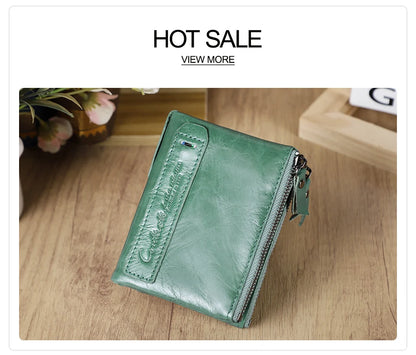 CONTACT'S Genuine Leather Short Wallet for Women — Luxury Designer Card & Coin Holder, Mini Money Clip Wallet with Free Shipping