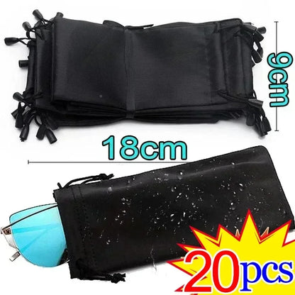 Portable Waterproof Microfiber Sunglasses Storage Bag, Soft Cloth Eyewear Carry Pouch, Dustproof Glasses Case (1-50pcs)