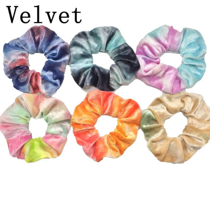 10/6/1Pcs Velvet Hair Scrunchies Set for Women – Solid Color Elastic Ponytail Hair Bands & Headband Accessories (Black Pack)