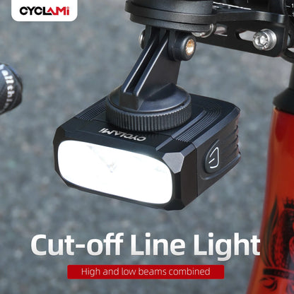 CYCLAMI CYC1100 Bike Headlight - 1100 Lumens Cut-Off Beam Bicycle Light with 2000mAh Battery for Road and MTB Cycling