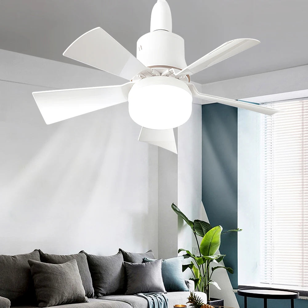 30W E27 Ceiling Fan Light with Remote - LED Dimming Function, Intelligent Silent Fan for Bedroom & Living Room