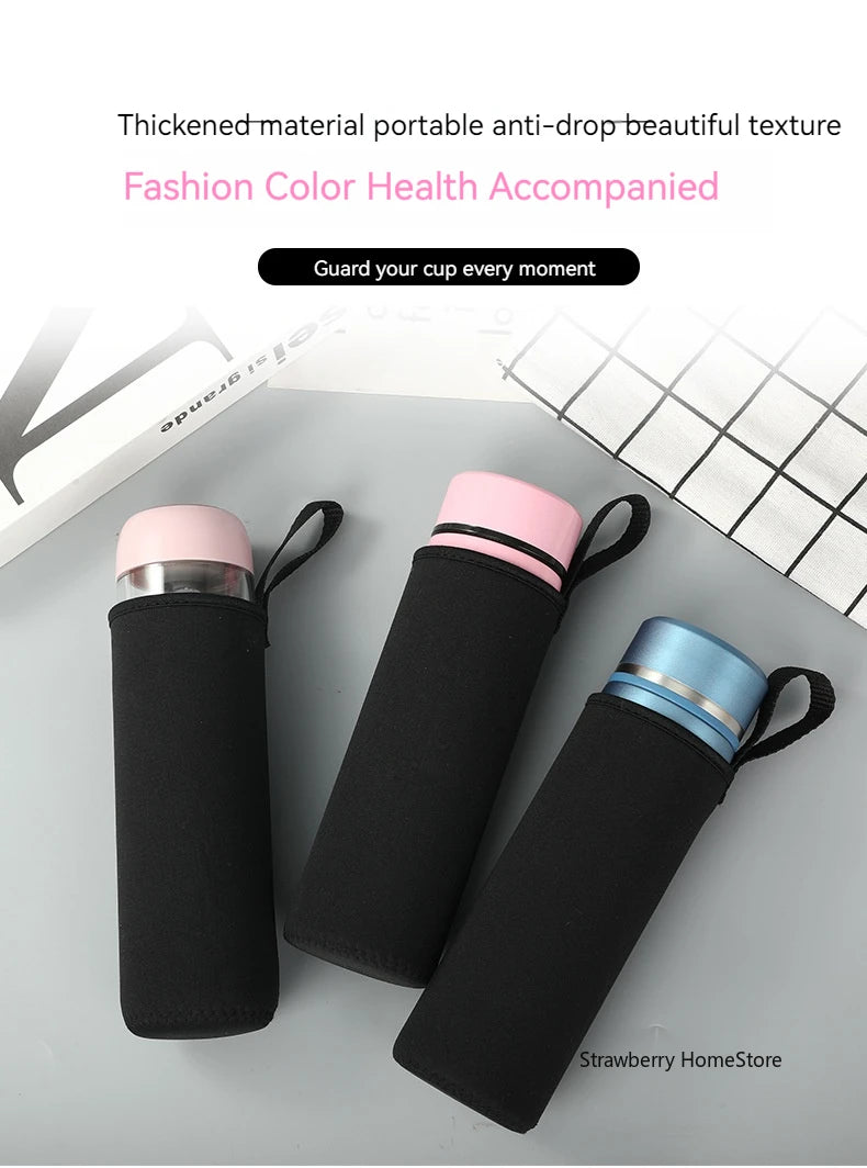 750/1000/1500ML Insulated Sport Water Bottle Case – Black Bottle Carrier, Mug Cup Cover for Outdoor & Gym