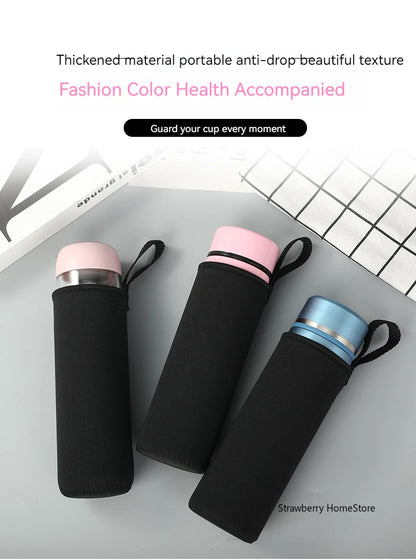 750/1000/1500ML Insulated Sport Water Bottle Case – Black Bottle Carrier, Mug Cup Cover for Outdoor & Gym