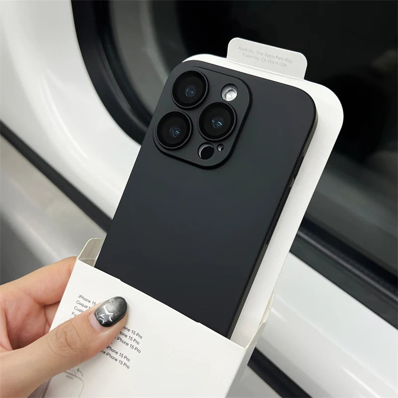 Ultra-Thin Matte iPhone Case - Slim Shockproof PC Cover with Glass Camera Protection for iPhone 11–16, Plus & Pro Max Models