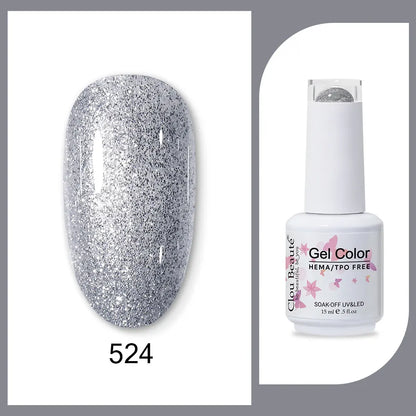 Clou Beaute 15ml Gel Nail Polish Set – Red Black White Green Neon UV Soak-Off Semi-Permanent Nail Varnish Base & Velvet Top Coat