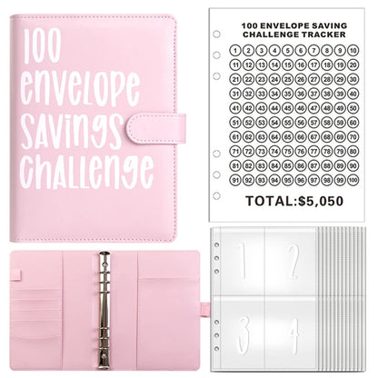 100 Day Couple's Challenge Journal – PU Leather Loose-Leaf Savings Book with Magnetic Buckle, Save & Make Money Notebook