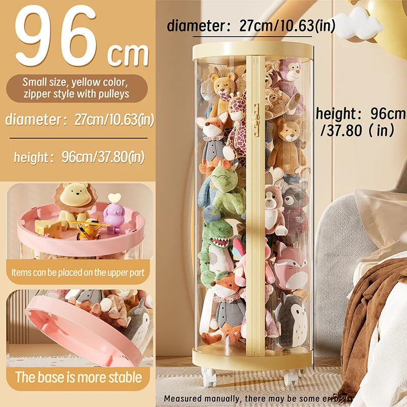 Transparent Doll & Plush Toy Storage Box — DIY Zipper Organizer Tube for Kids’ Toys, Christmas Gift, and Home Use