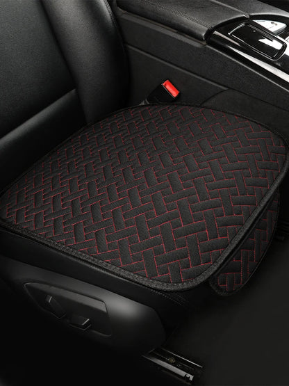Universal Linen Car Seat Cushion - All-Season Driver Seat Cover with Small Waist Support