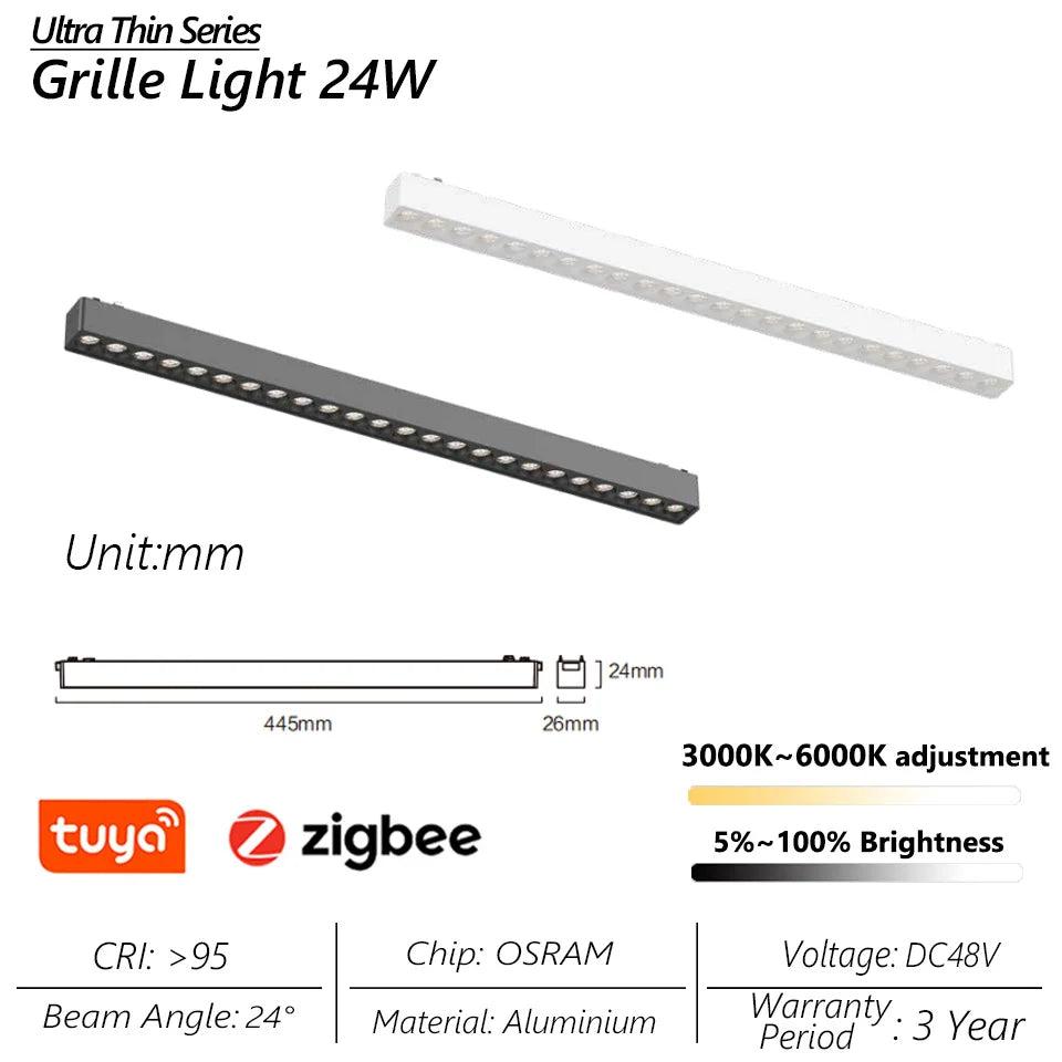 Ultra-Thin 6mm Magnetic Track Light – Dimmable LED Spot Lamp with Smart Tuya Zigbee Gateway