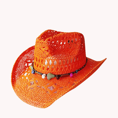 Melesh Western Women's Mint Green Cowboy Hat – Straw, Wide Brim, Plasticity Strong for Sunshine & Beach Wear
