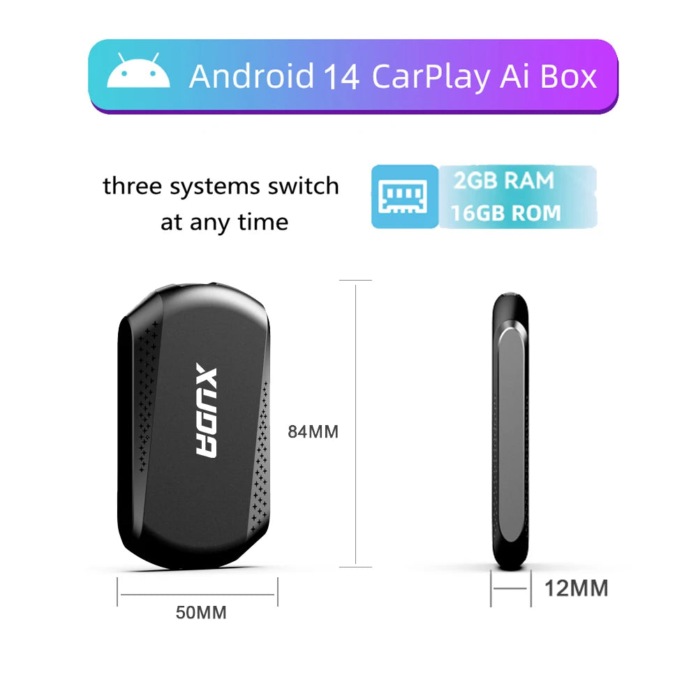 Acodo 2025 Android 14 3-in-1 CarPlay AI Box Wireless Adapter for Android Auto, YouTube & Netflix – Universal Plug and Play TV Box