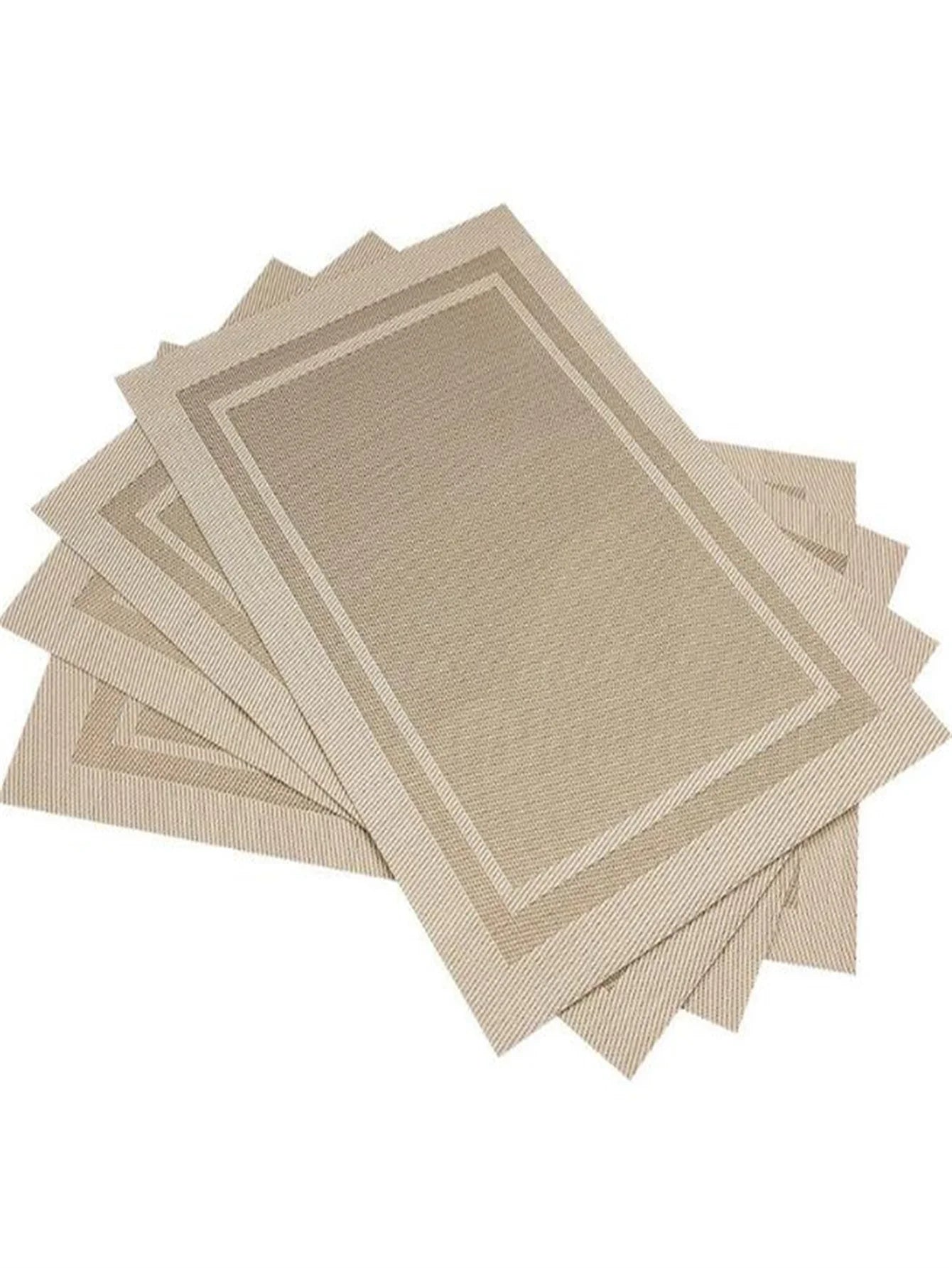 Chinese Style Double Frame PVC Table Mat Set - Thickened Striped Tea Cup & Meal Mats for Bar Counters