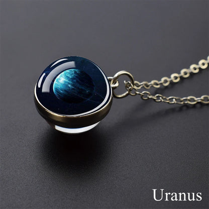 Solar System Planet Glass Ball Necklace – Moon, Earth, Jupiter & More Space-Themed Pendant for Women Fashion Gift