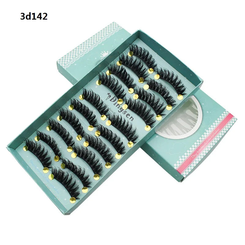DINGSEN 10 Pairs Handmade Eyelash Fans – Individual False Lashes for Beauty & Makeup, Factory Price