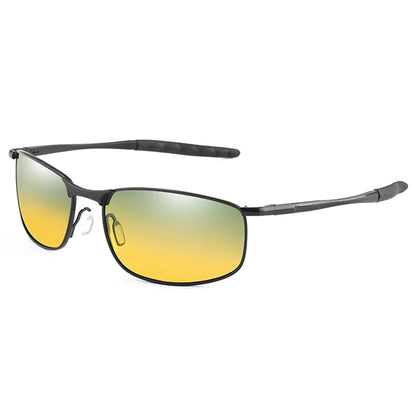 Photochromic Men’s Polarized Sunglasses – Metal Square Frame, UV400 Protection for Driving, Sports & Cycling