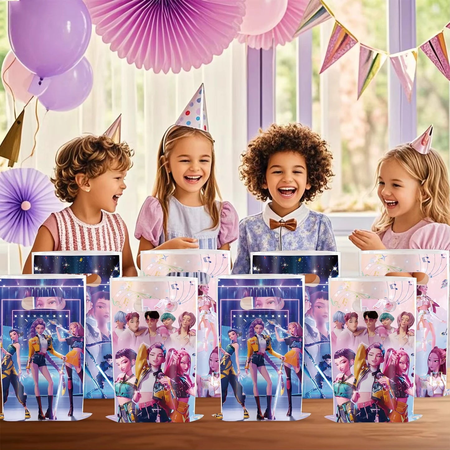 10PCS Demon Hunter’s Delve Kids’ Birthday Candy Bags – Anime Party Supplies
