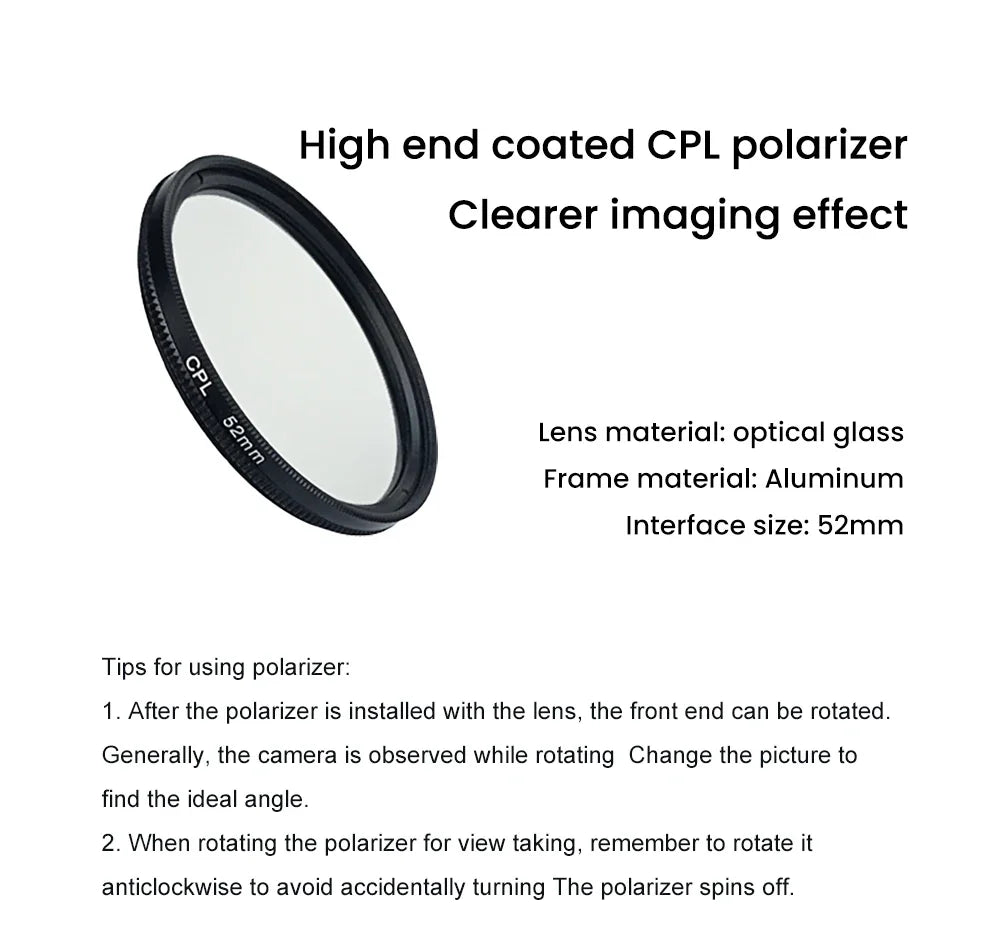 120 LED Tattoo Fill Light with 52mm CPL — Circular Polarizing Filter for Cellphone Lens, Compatible with Any Phone