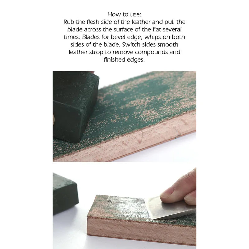 WUTA Leather Knife Sharpener: Black Wood Razor Polishing Board for Fine Grinding - Includes Polish Compound, 8 Color Options Available