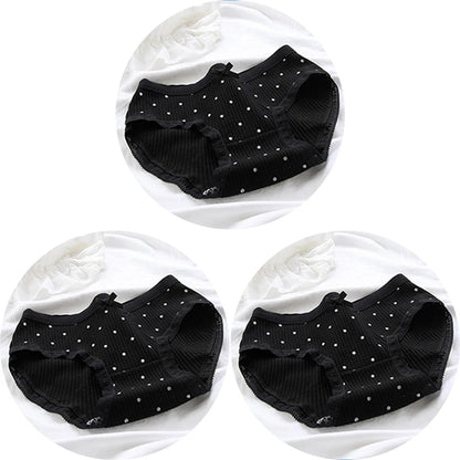 3 Pcs Women’s Cotton Panties Set - Seamless Soft Mid-Waist Black Briefs Skin-Friendly Female Lingerie Underwear