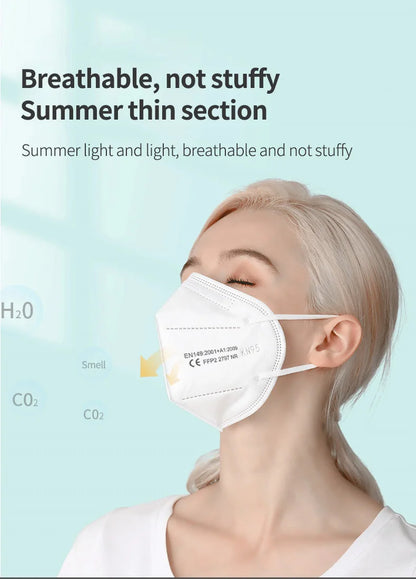 10-200PCS Black KN95 FFP2 Face Masks – CE Certified 5-Layer Non-Woven Reusable Adult Mascarillas