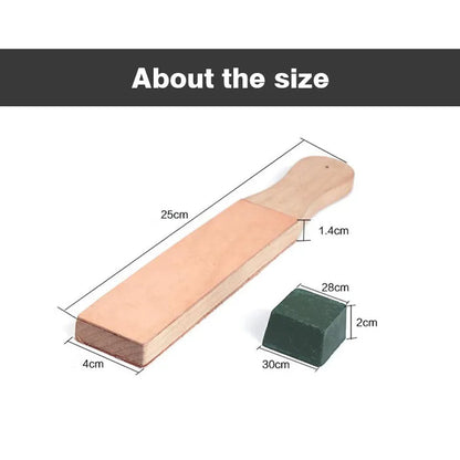 WUTA Leather Knife Sharpener: Black Wood Razor Polishing Board for Fine Grinding - Includes Polish Compound, 8 Color Options Available