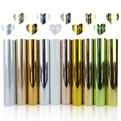 CHEONET Metallic Heat Transfer Vinyl - Glossy Iron-On HTV Roll Sheets for DIY Crafts & Apparel