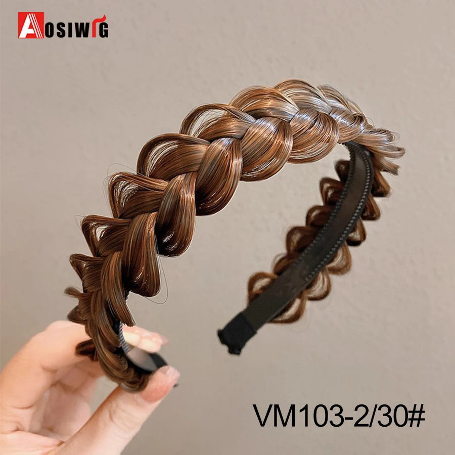 Synthetic Fishbone Braided Headband – Bohemian Plaited Hairpiece for Women Hairstyling