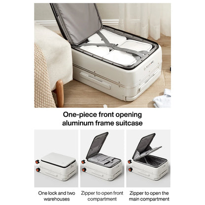 20-Inch Carry-On Suitcase - Wide Handle PC Luggage with Aluminum Frame for Men & Women Travel