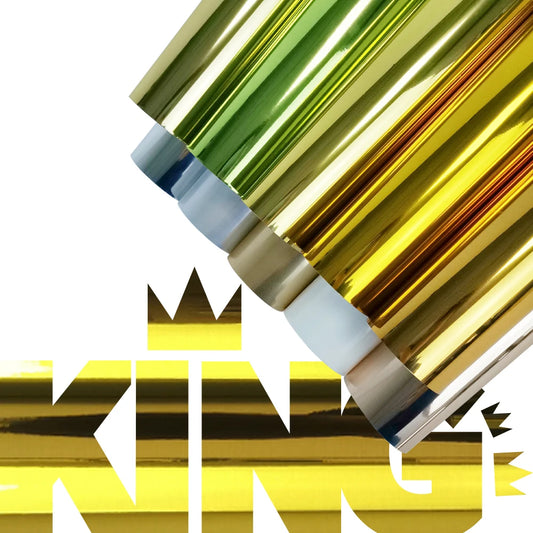 CHEONET Metallic Heat Transfer Vinyl - Glossy Iron-On HTV Roll Sheets for DIY Crafts & Apparel