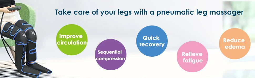 Foot Air Pressure Leg Massager — 360° Circulation & Muscle Relaxation Device for Lymphatic Drainage