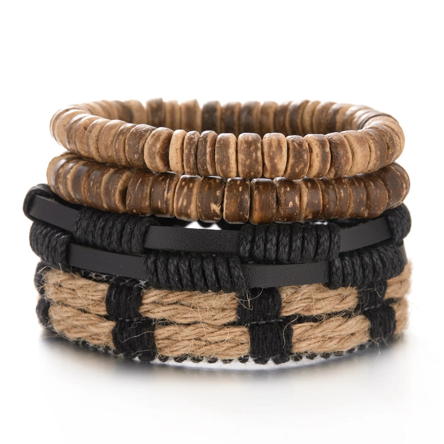 Men's Vintage Multilayer Leather Braid Bracelet - Handmade Star, Leaf & Owl Rope Wrap Bangle, Male Gift Jewelry