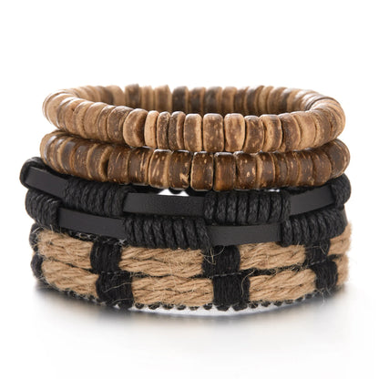 Men's Vintage Multilayer Leather Braid Bracelet - Handmade Star, Leaf & Owl Rope Wrap Bangle, Male Gift Jewelry