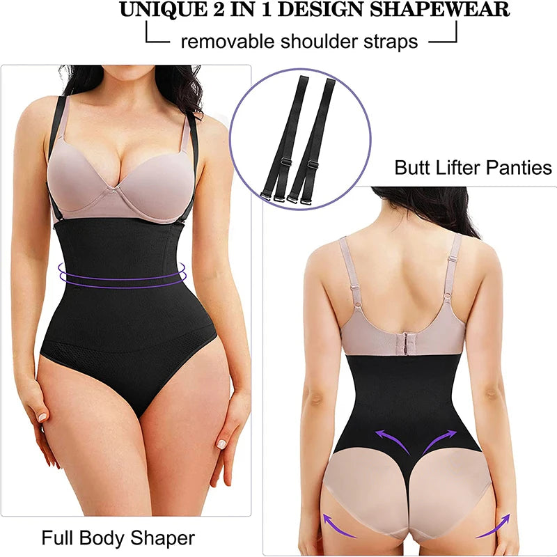 Women’s Thong Shapewear Bodysuit – Tummy Control Underbust Body Shaper Butt Lifter Slimming Corset Underwear