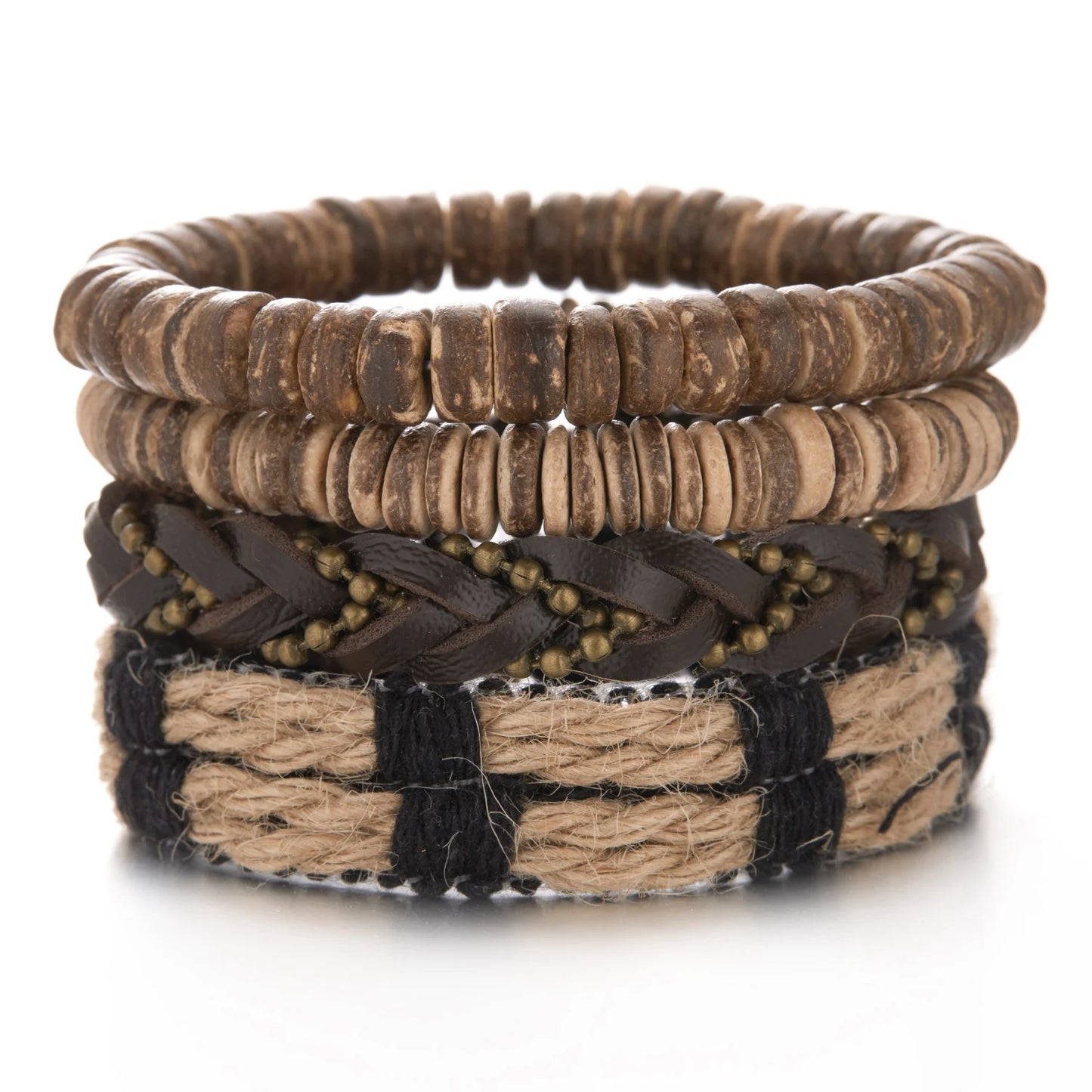 Men's Vintage Multilayer Leather Braid Bracelet - Handmade Star, Leaf & Owl Rope Wrap Bangle, Male Gift Jewelry
