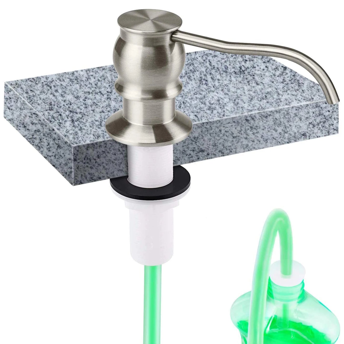 Samodra Liquid Soap Dispenser – Brass Pump Head with Extension Tube, Black Metal Check Valve for Kitchen Accessories