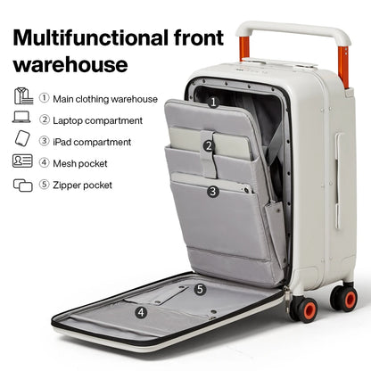 Mixi 20" Wide Handle Carry-On Suitcase — New Design Travel Trolley with Aluminum Frame, Unisex PC Luggage M9275