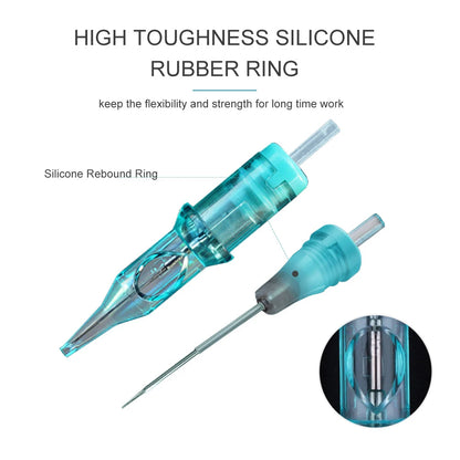 20PCS Disposable Makeup & Tattoo Cartridge Needles – Sterile Round Liner 0.25MM/0.3MM/0.35MM for Rotary Pen Supplies