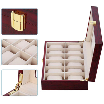 Luxury Wooden Watch Box Organizer – 1/2/3/5/6/10/12 Grid Slots Display Case for Men & Women Watches Jewelry