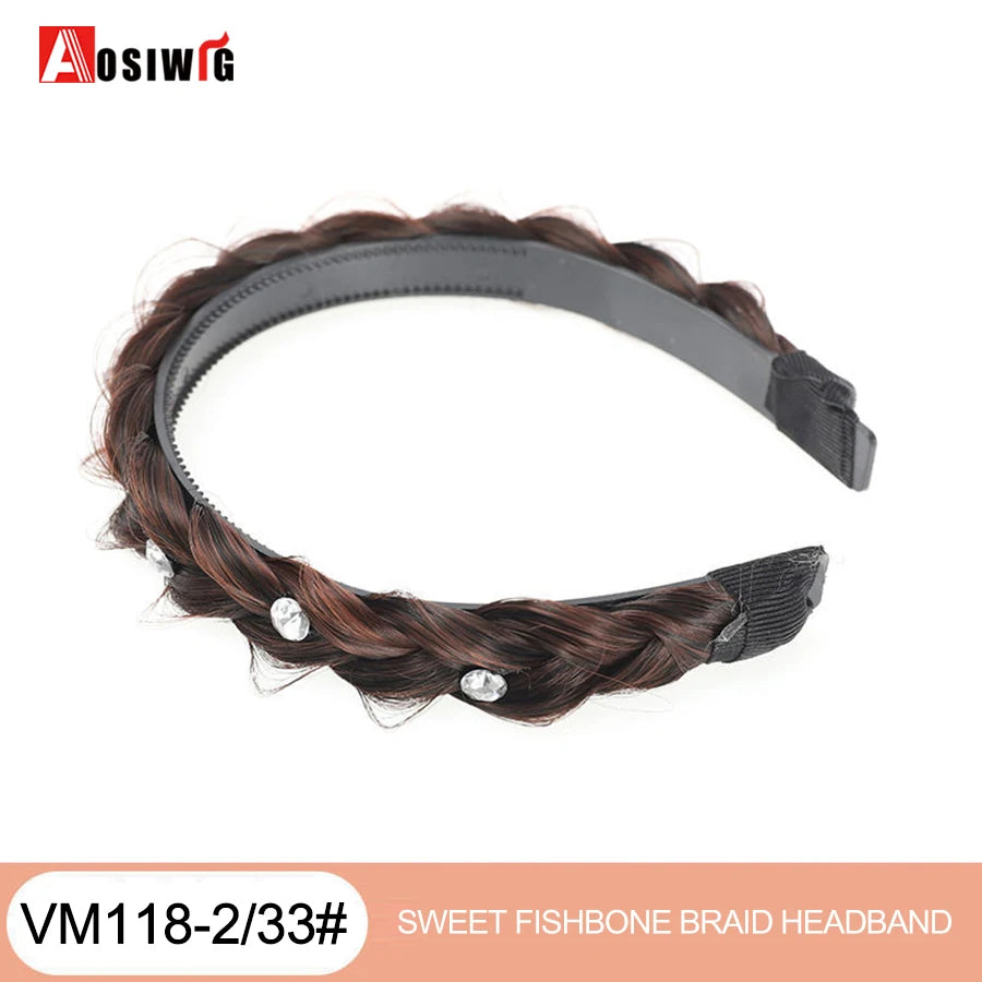Synthetic Fishbone Braided Headband – Bohemian Plaited Hairpiece for Women Hairstyling