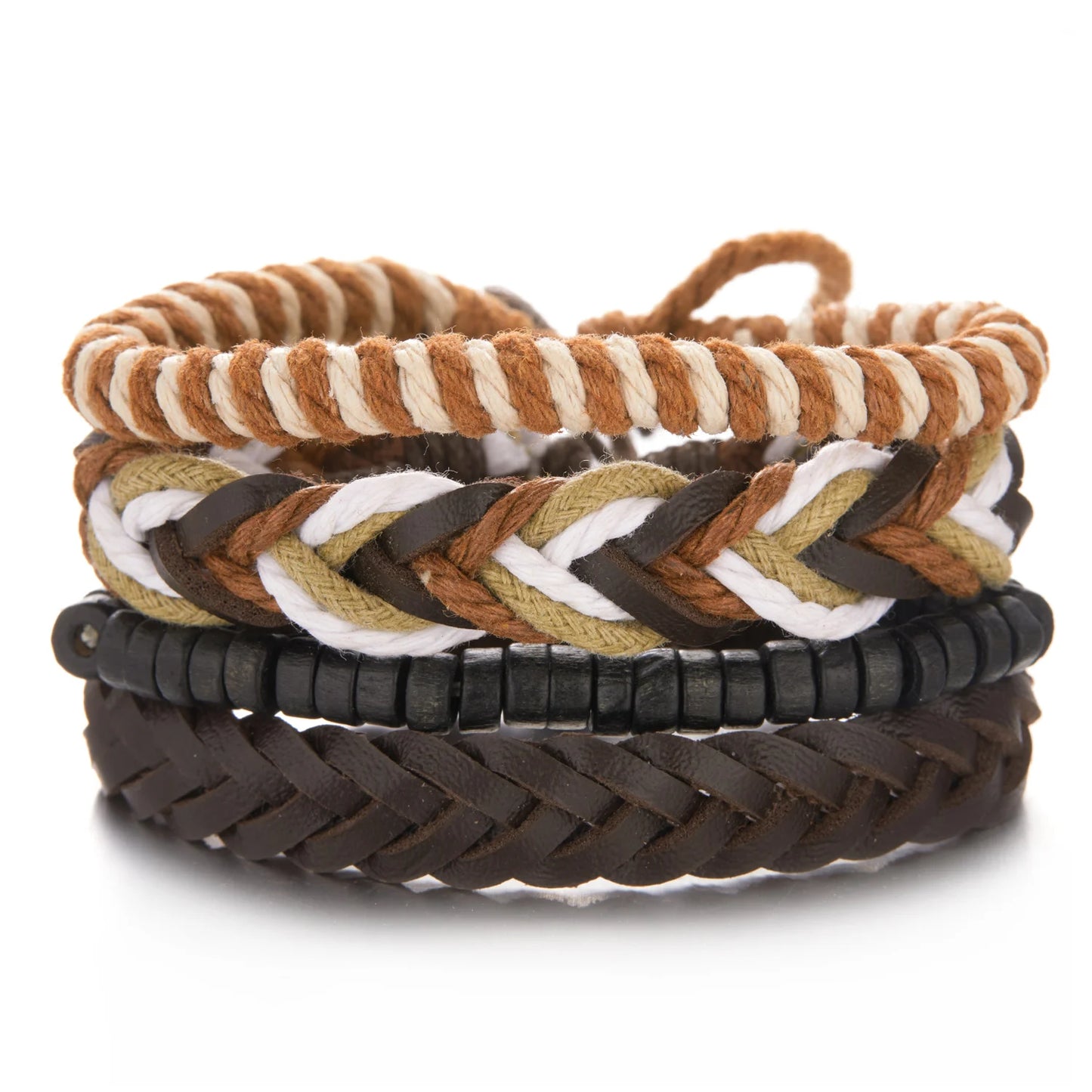 Men's Vintage Multilayer Leather Braid Bracelet - Handmade Star, Leaf & Owl Rope Wrap Bangle, Male Gift Jewelry