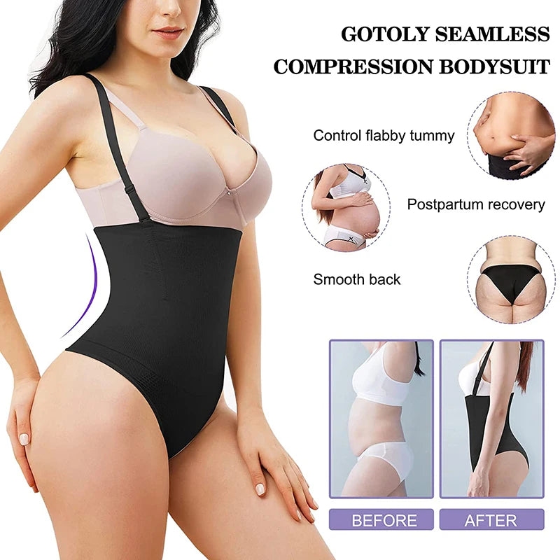 Women’s Thong Shapewear Bodysuit – Tummy Control Underbust Body Shaper Butt Lifter Slimming Corset Underwear