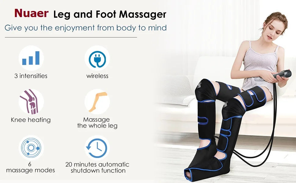 Foot Air Pressure Leg Massager — 360° Circulation & Muscle Relaxation Device for Lymphatic Drainage