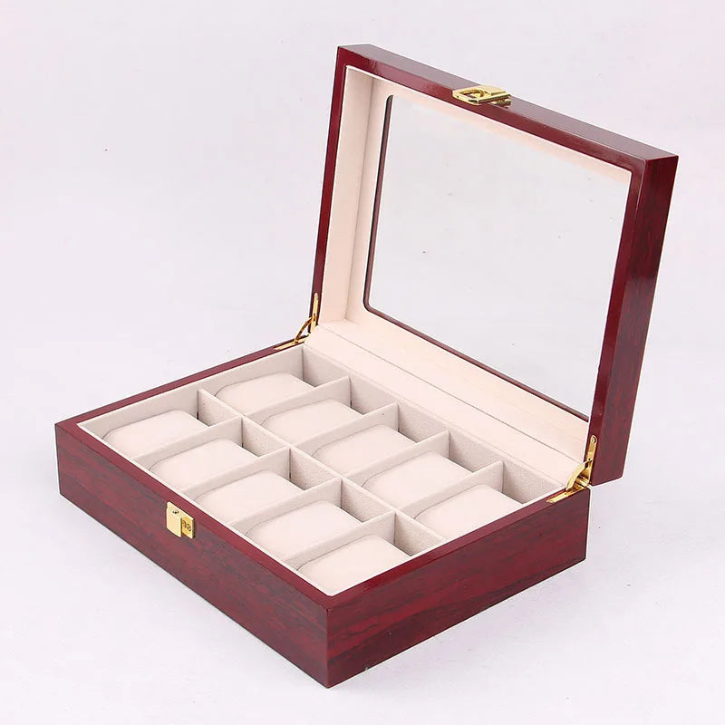 Luxury Wooden Watch Box Organizer – 1/2/3/5/6/10/12 Grid Slots Display Case for Men & Women Watches Jewelry