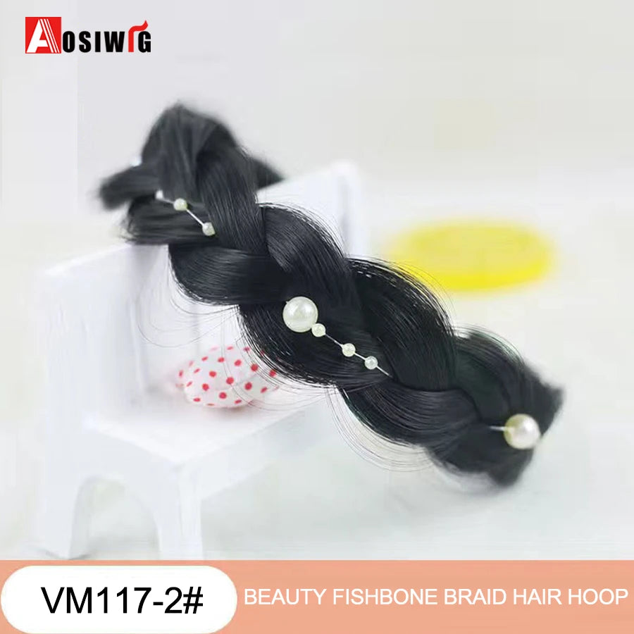Synthetic Fishbone Braided Headband – Bohemian Plaited Hairpiece for Women Hairstyling
