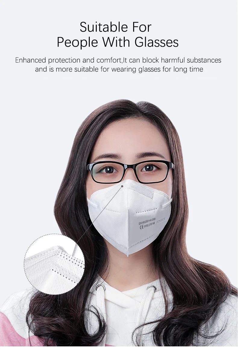 10-200PCS Black KN95 FFP2 Face Masks – CE Certified 5-Layer Non-Woven Reusable Adult Mascarillas