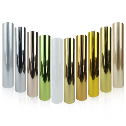 CHEONET Metallic Heat Transfer Vinyl - Glossy Iron-On HTV Roll Sheets for DIY Crafts & Apparel
